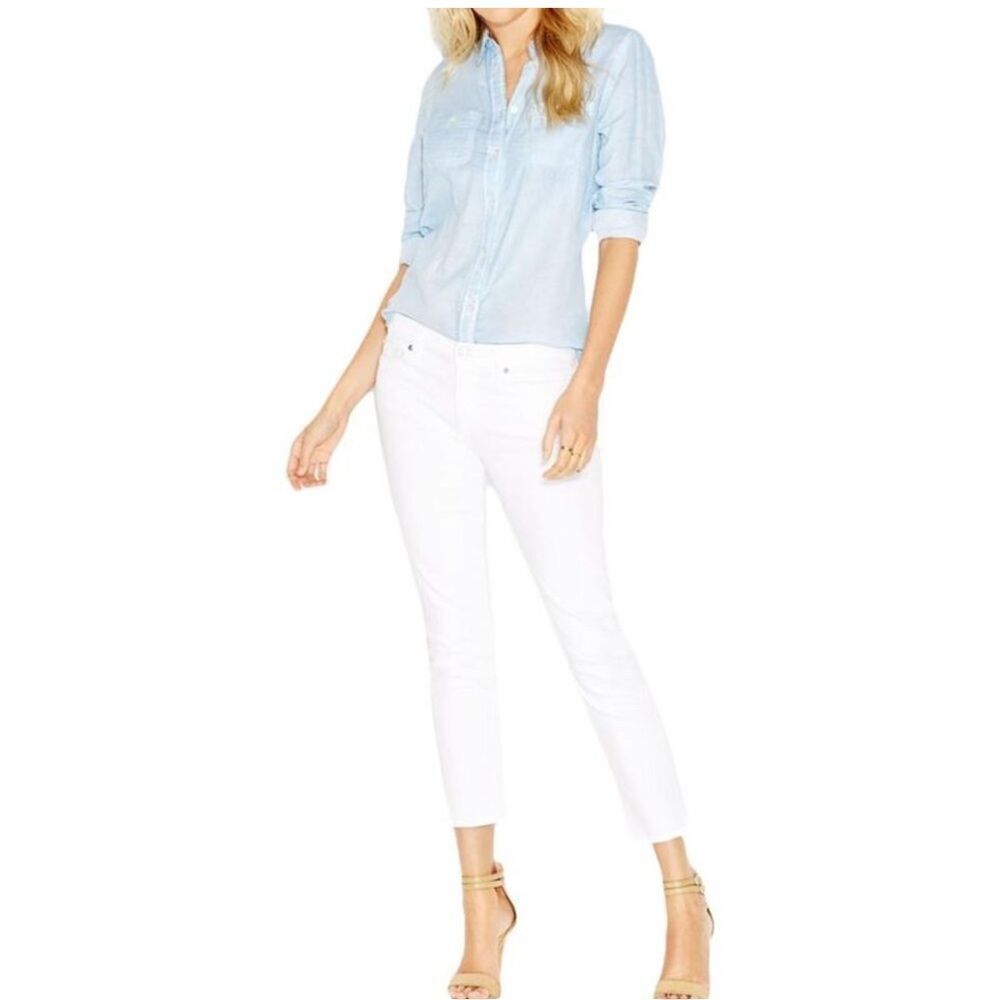 7 For All Mankind Womens White Skinny Stretch Cropped Jeans size 28